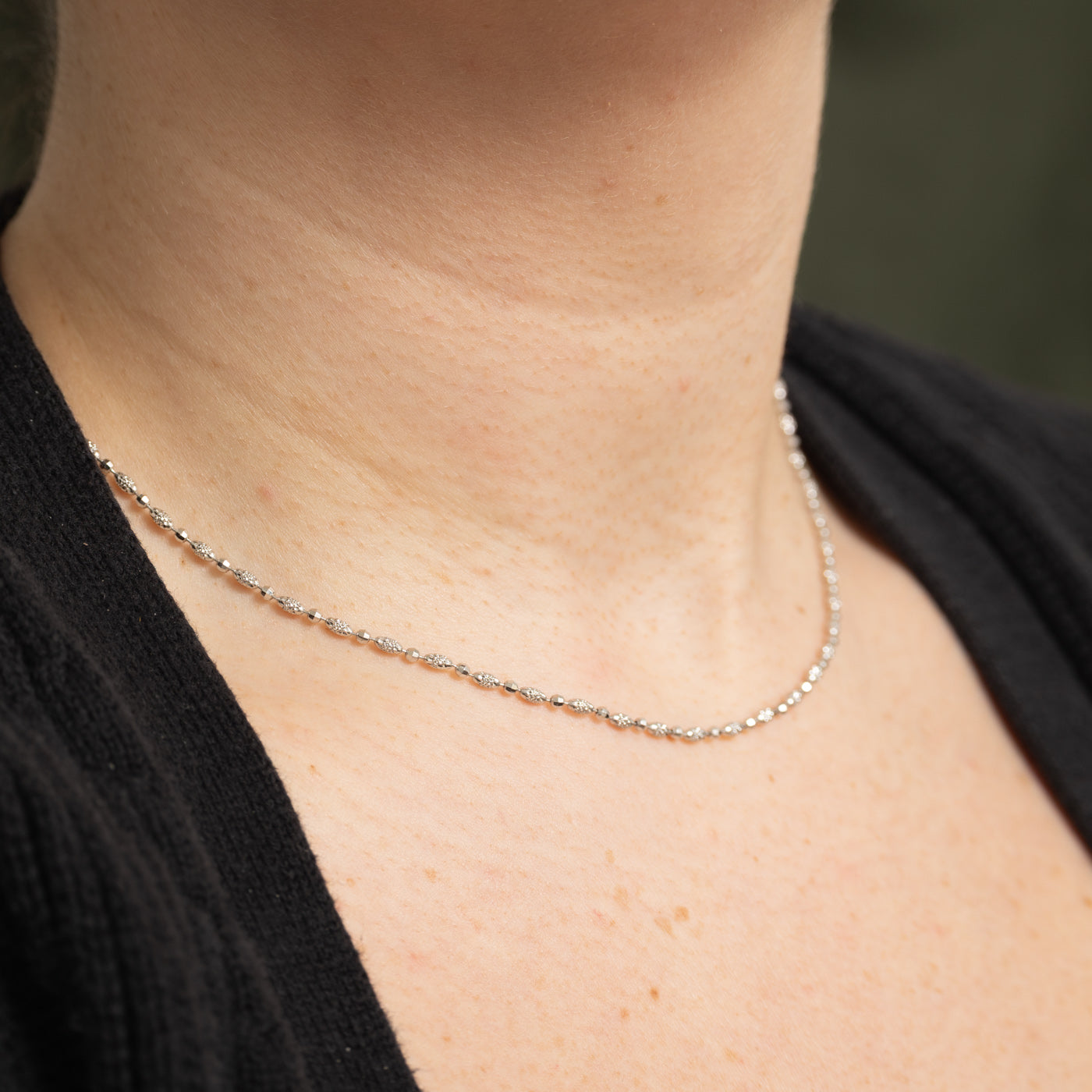 Italian 18k Diamond Cut Bead Chain | 15"