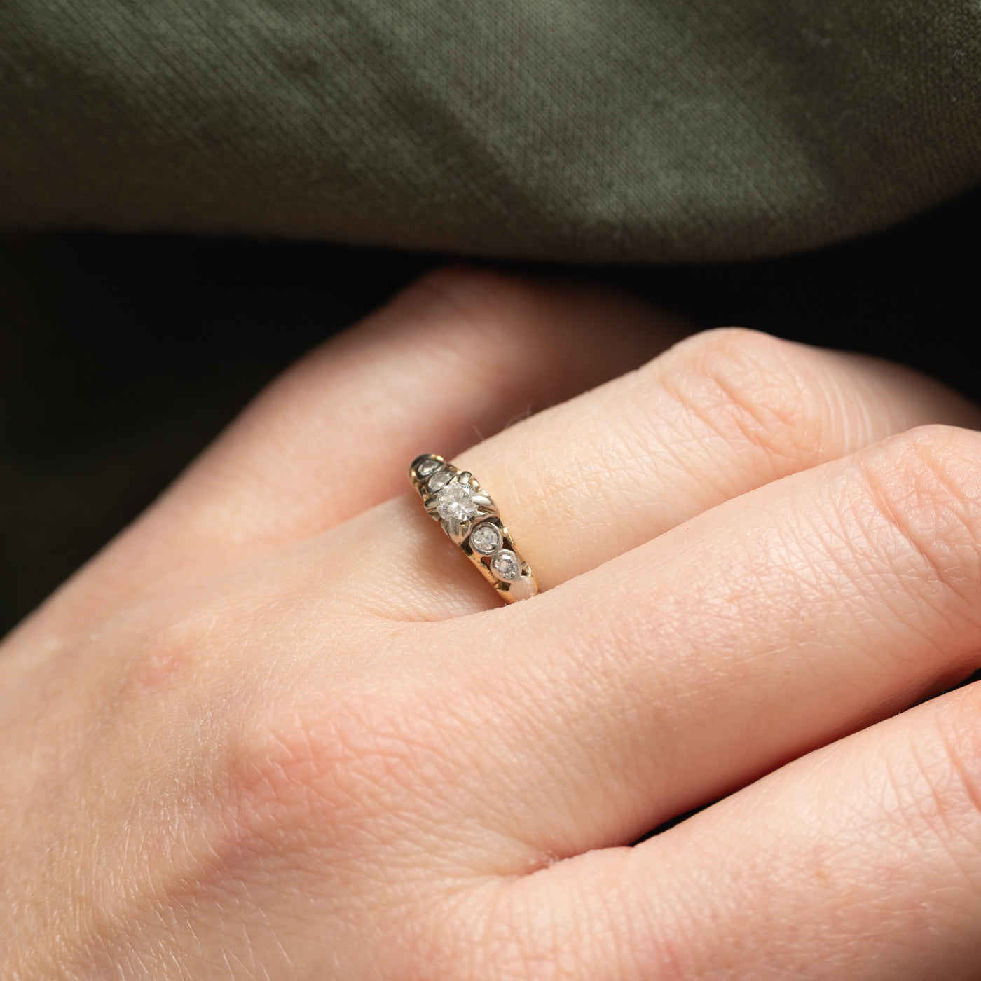 Bague sertie de diamants illusion 14 carats | 0,16 ct | Taille 5,0