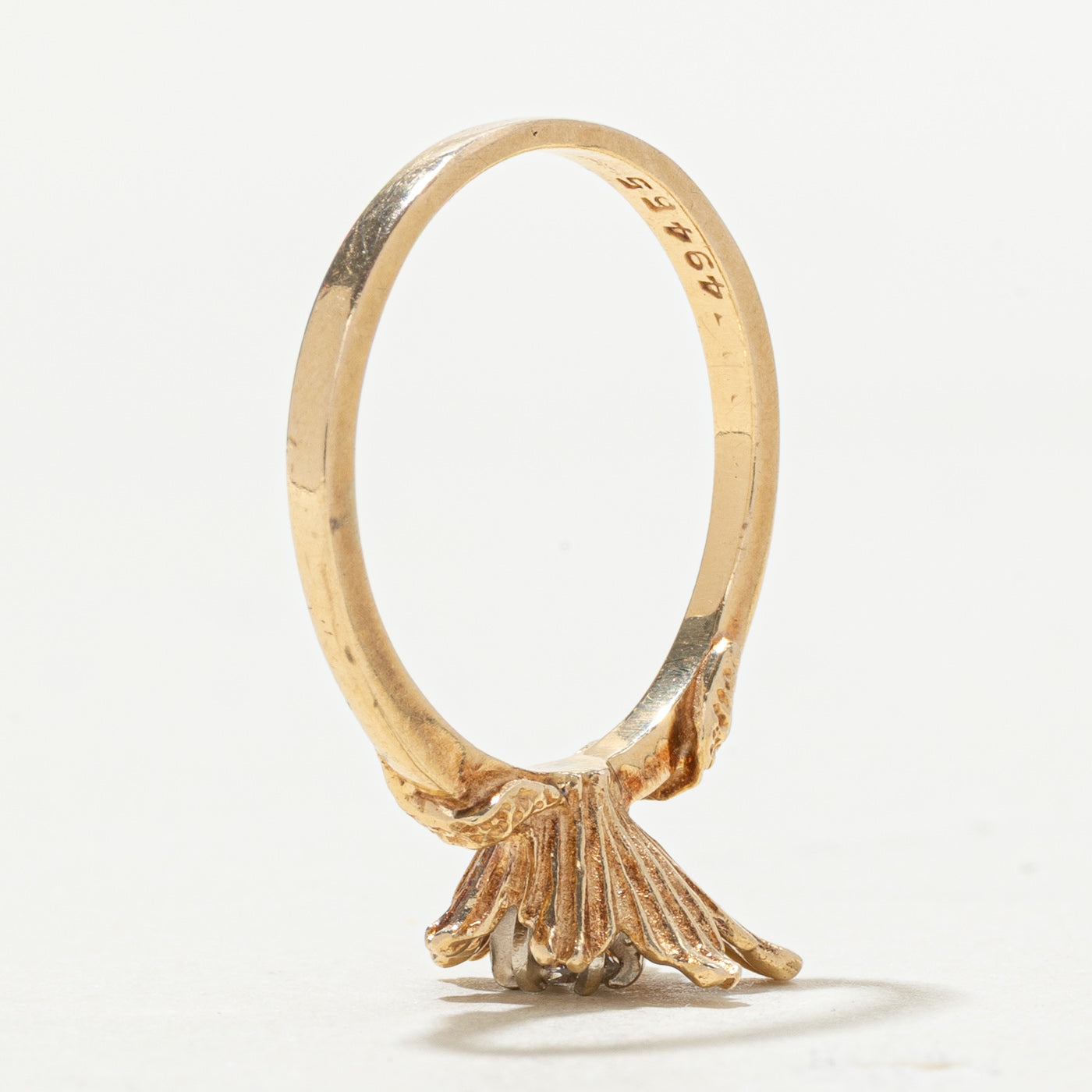 Vintage Canadian 14k Diamond Textured Flower Ring | SZ 6