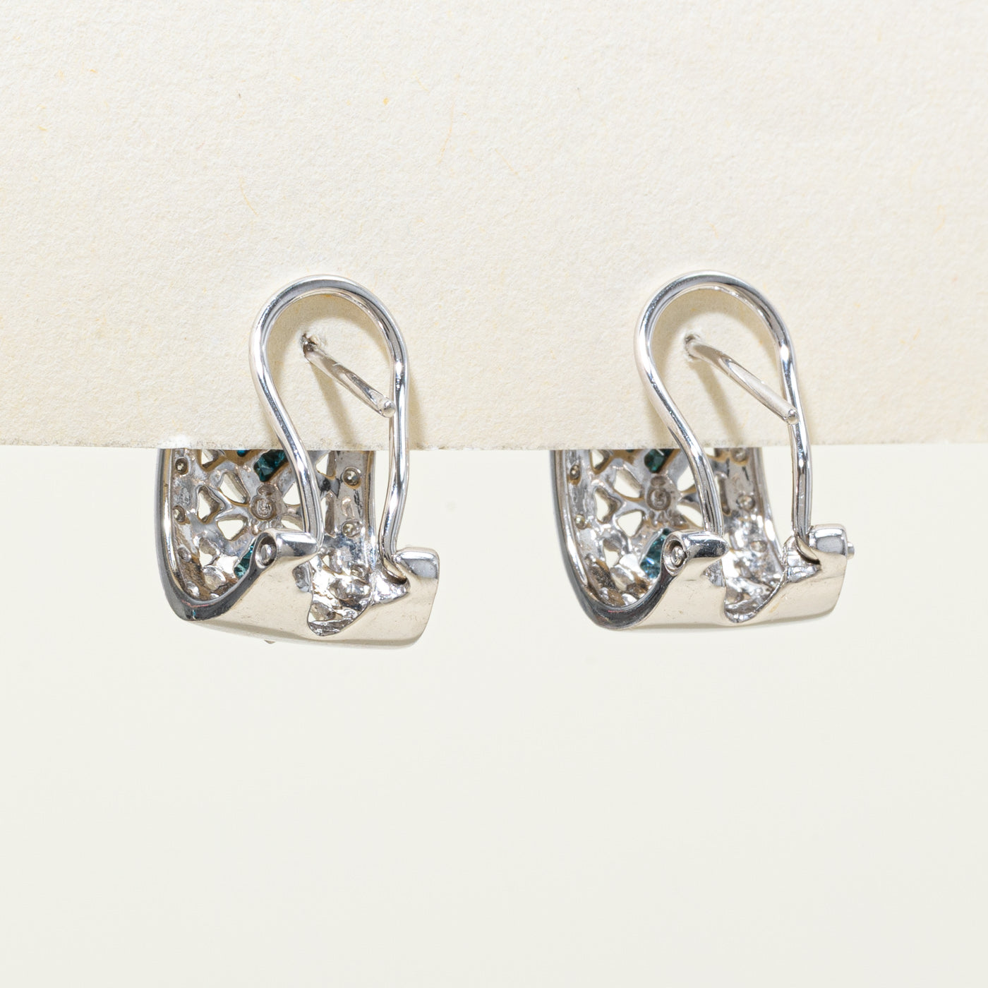 14k Princess Cut Gray Blue & White Diamond Earrings | 0.68ctw