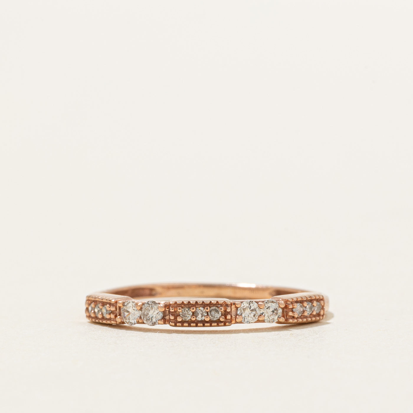 10K Rose Gold Diamond Milgrain Band | SZ 5.0