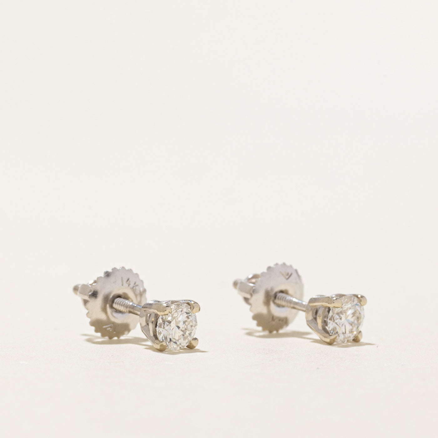 14k White Gold Solitaire Diamond Stud Earrings | 0.45ctw