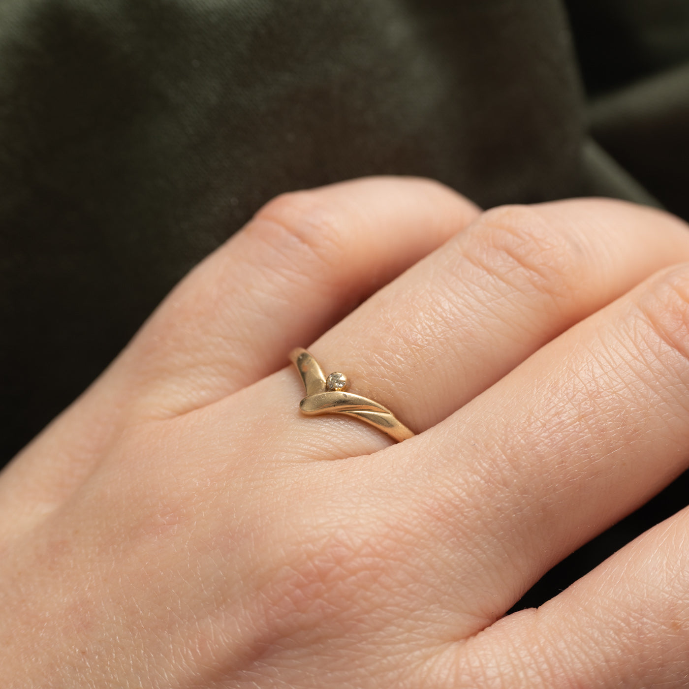 10K Yellow Gold Diamond Chevron Ring | SZ 6.25