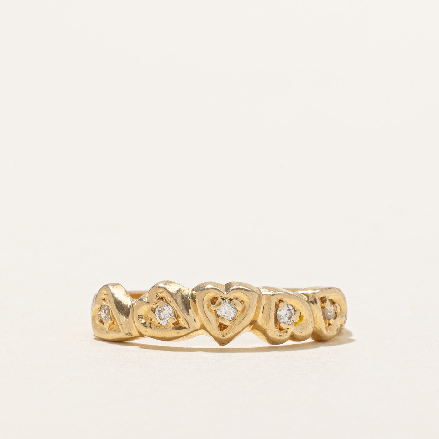 14K Diamond Hearts Band | SZ 6.75