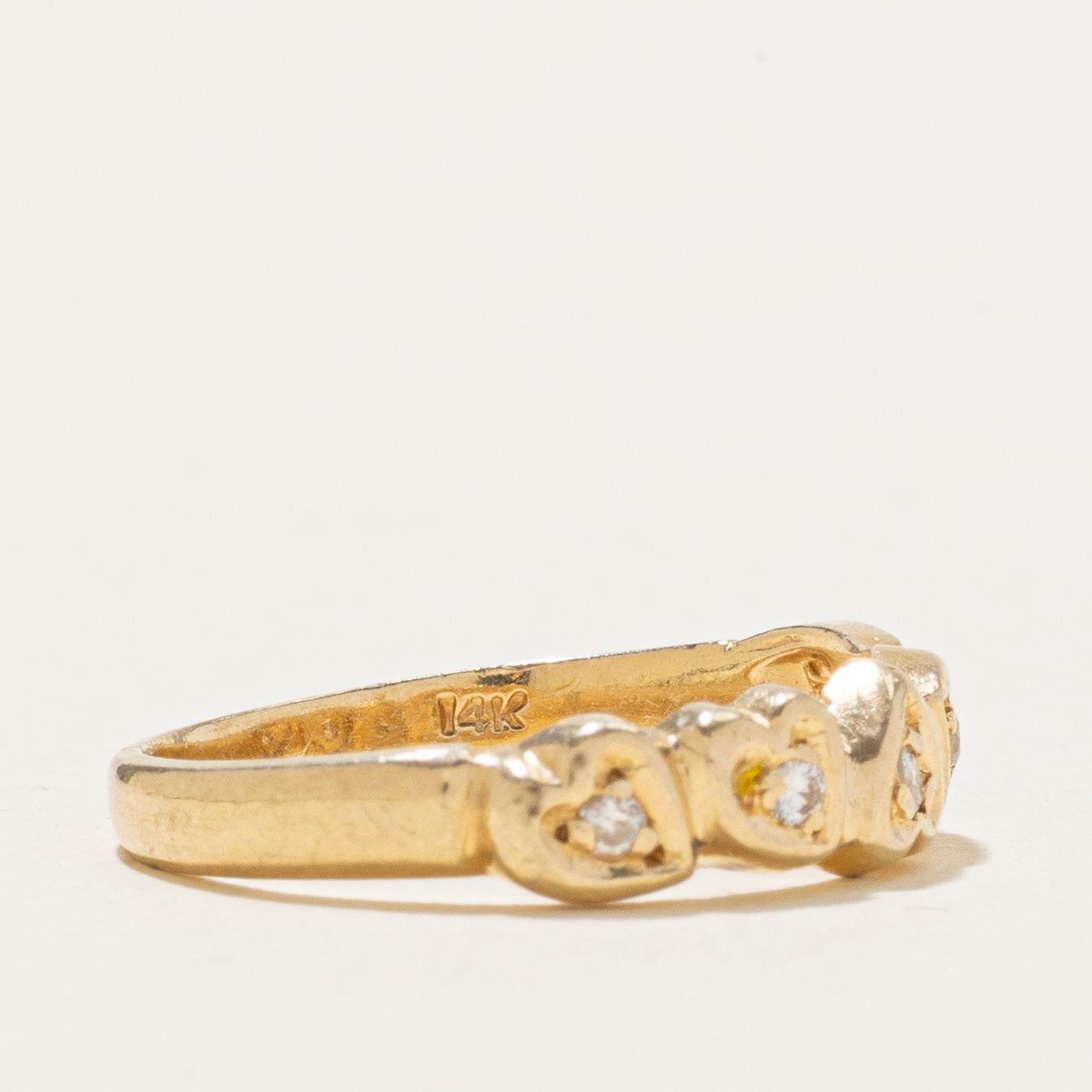 14K Diamond Hearts Band | SZ 6.75