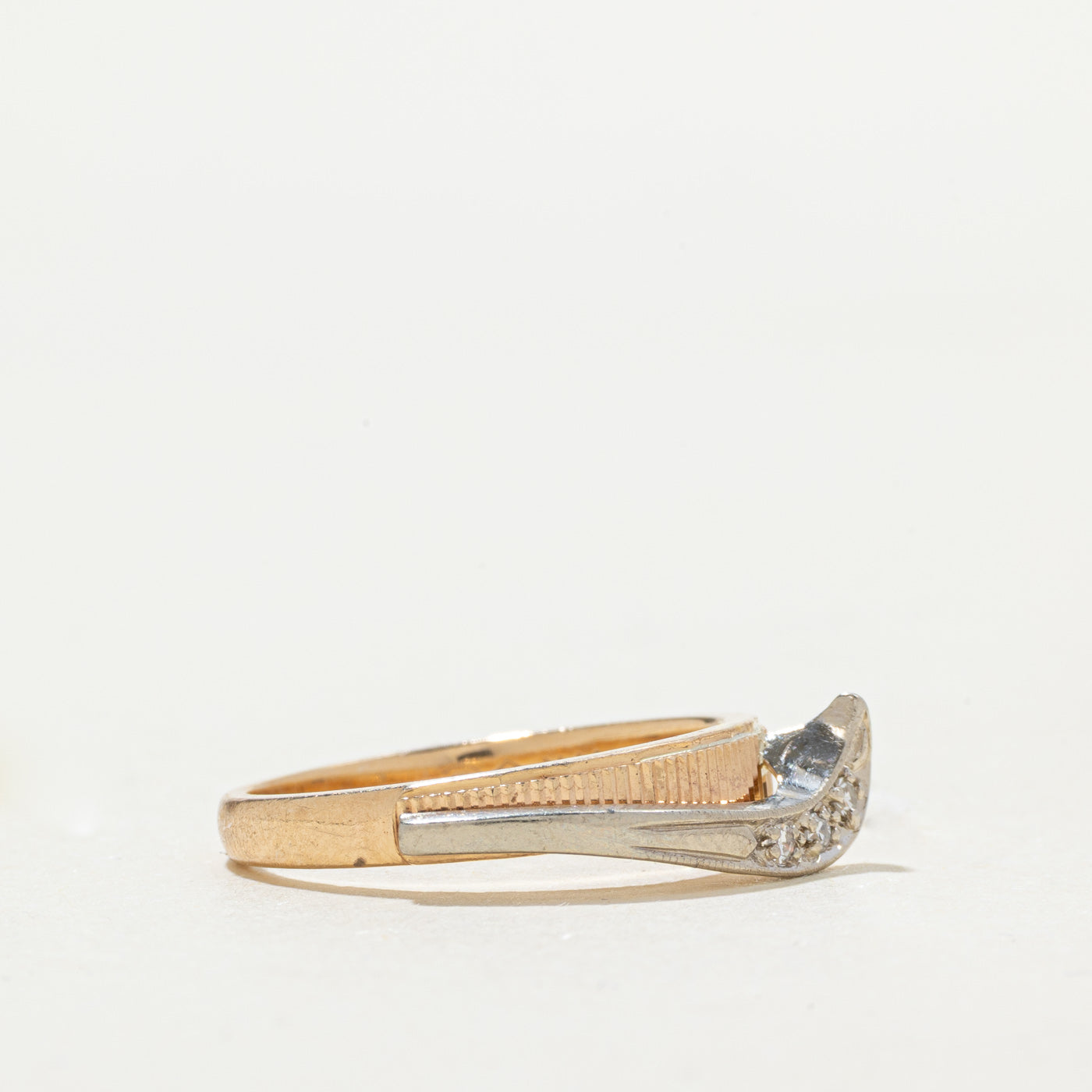 Vintage Canadian 14k Two Tone Diamond Abstract Ring | SZ 6
