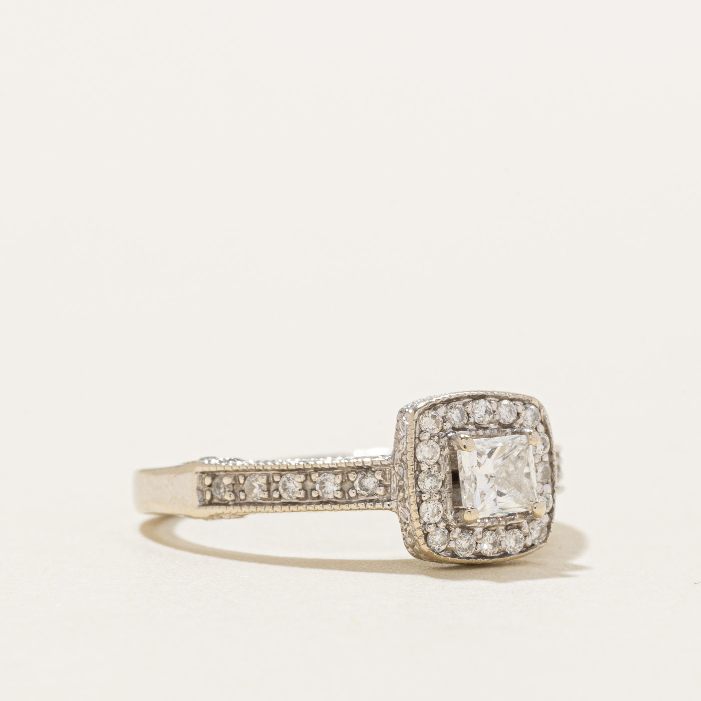 14K Princess Cut Diamond Halo Ring | 0.45ctw | SZ 5.25