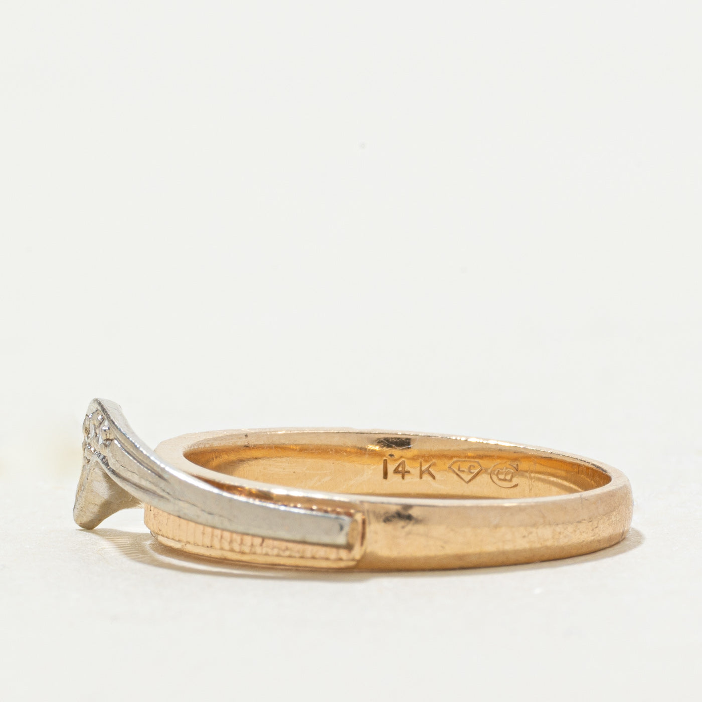 Vintage Canadian 14k Two Tone Diamond Abstract Ring | SZ 6