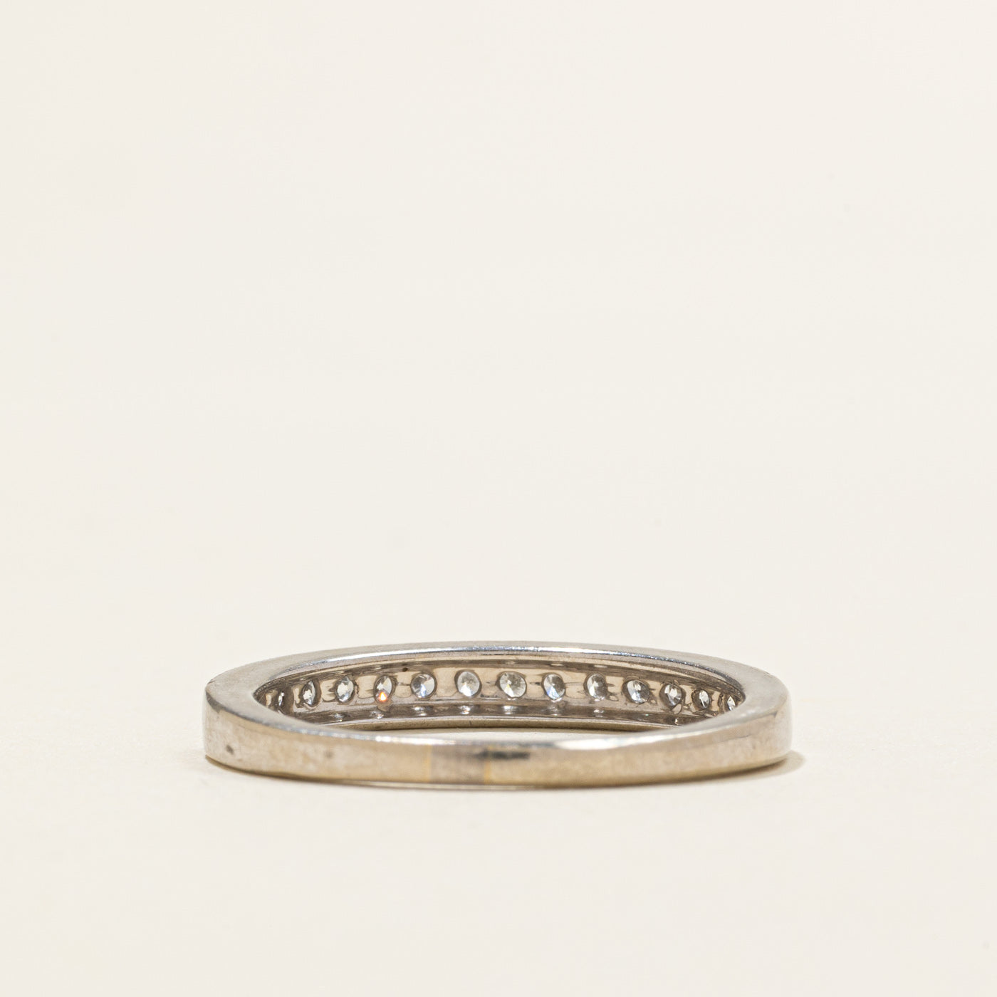 10K White Gold Semi Eternity Diamond Milgrain Band | 0.23ctw | SZ 7.5