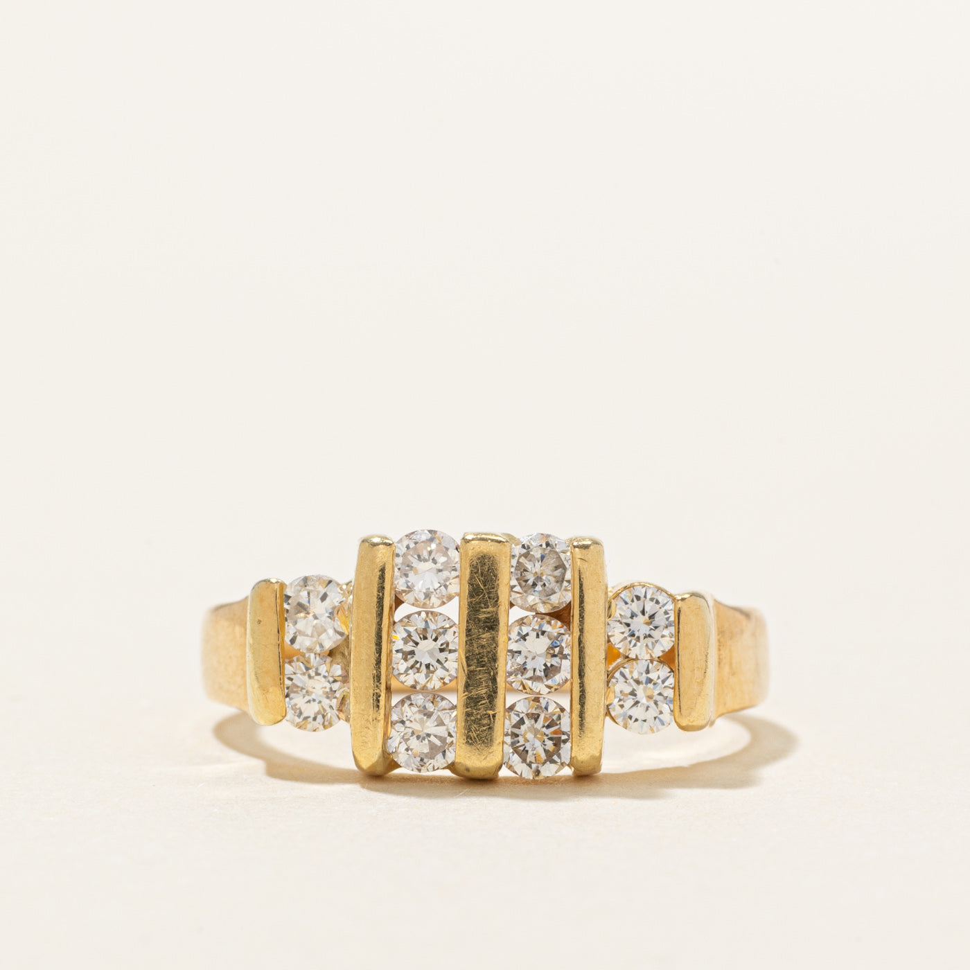 Bague en or 18 carats sertie de diamants à plusieurs colonnes | 0,50 ct au total | Taille 6,5