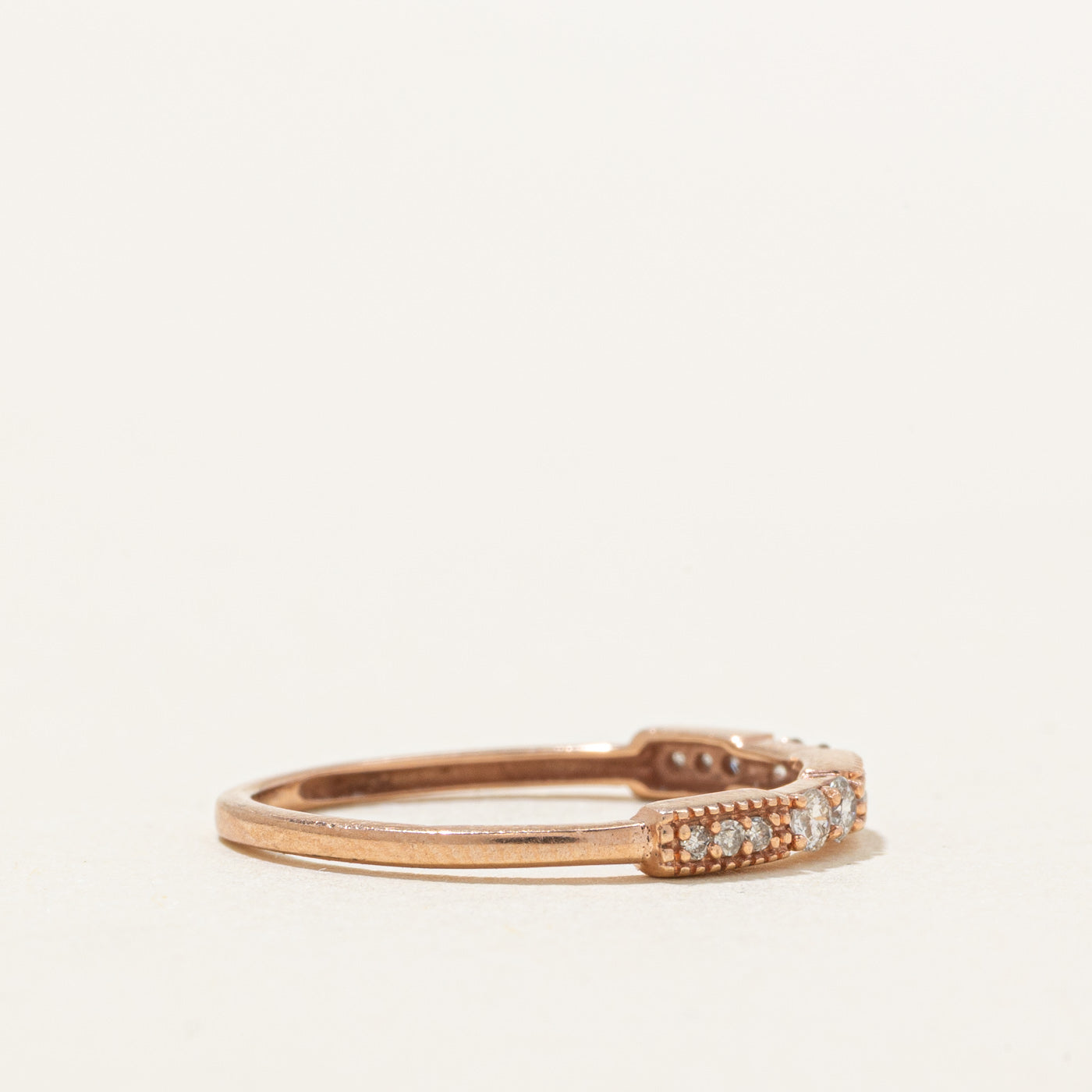 10K Rose Gold Diamond Milgrain Band | SZ 5.0