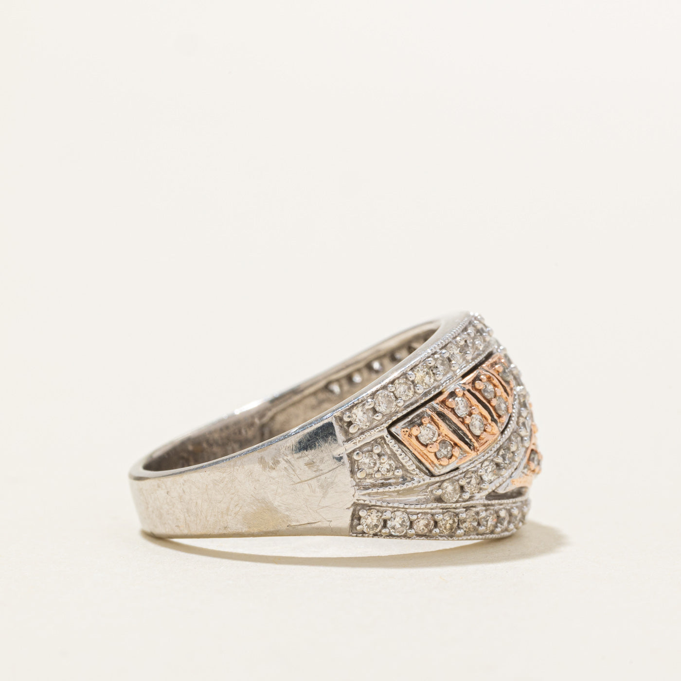 10K Two Tone Diamond Geometric Band | 0.40ctw | SZ 8.5