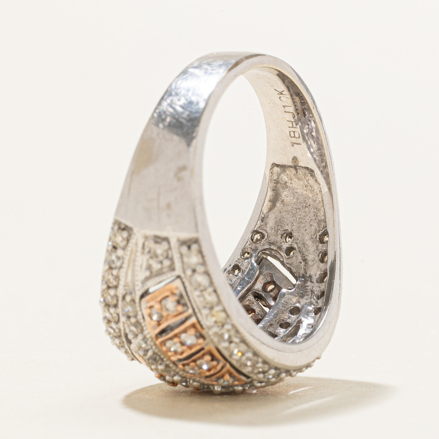 10K Two Tone Diamond Geometric Band | 0.40ctw | SZ 8.5
