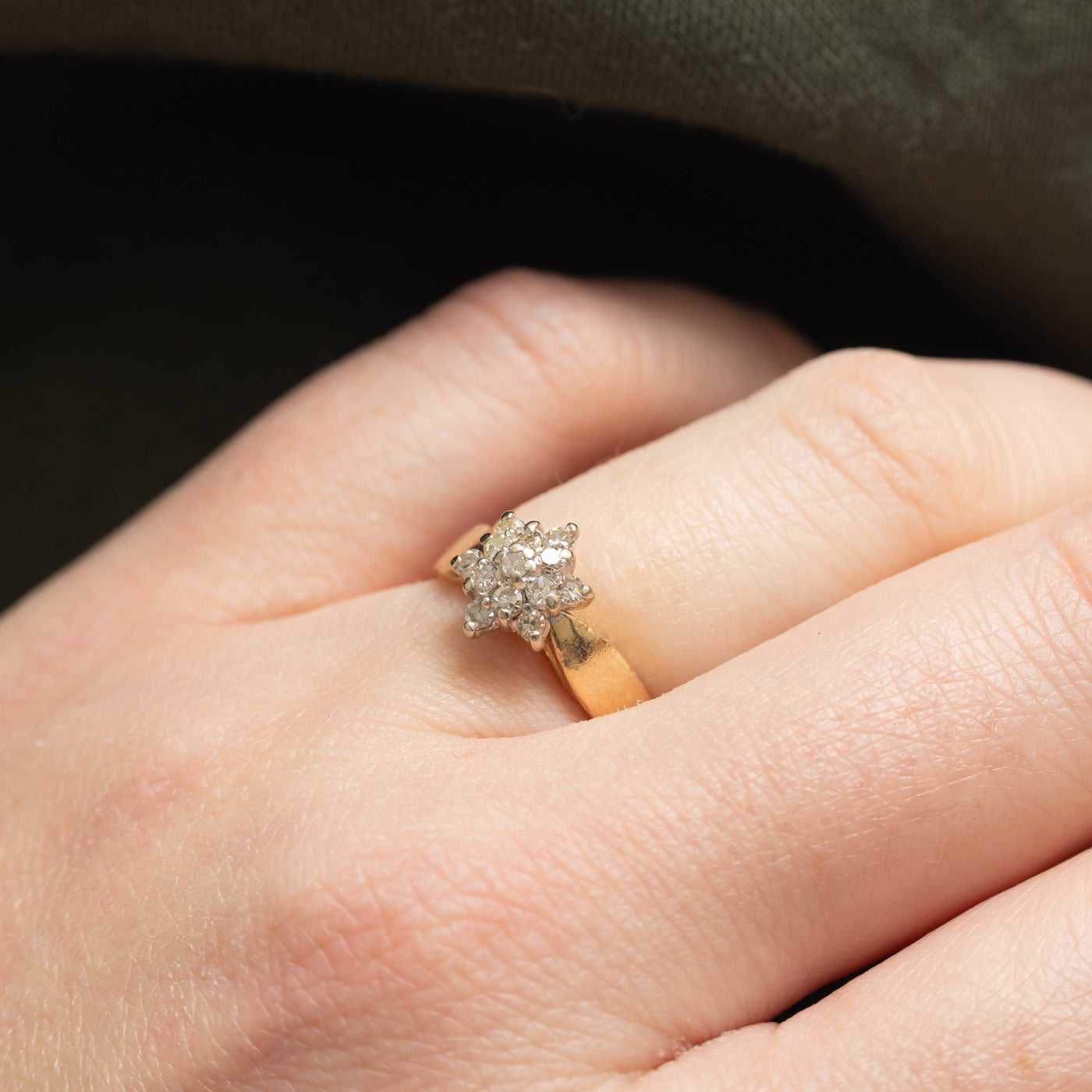 Bague en or 14 carats sertie de diamants à motif floral | 0,20 ct | Taille 5,0