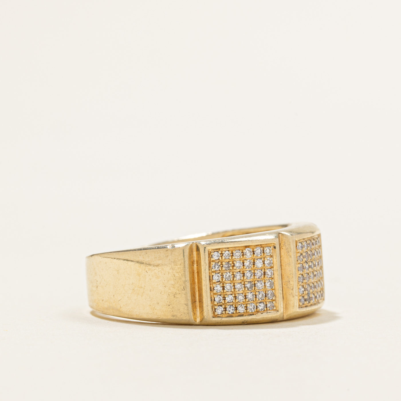 Bague triple grille en or 10 carats sertie de diamants | 6,80 ct au total | Taille 9,0