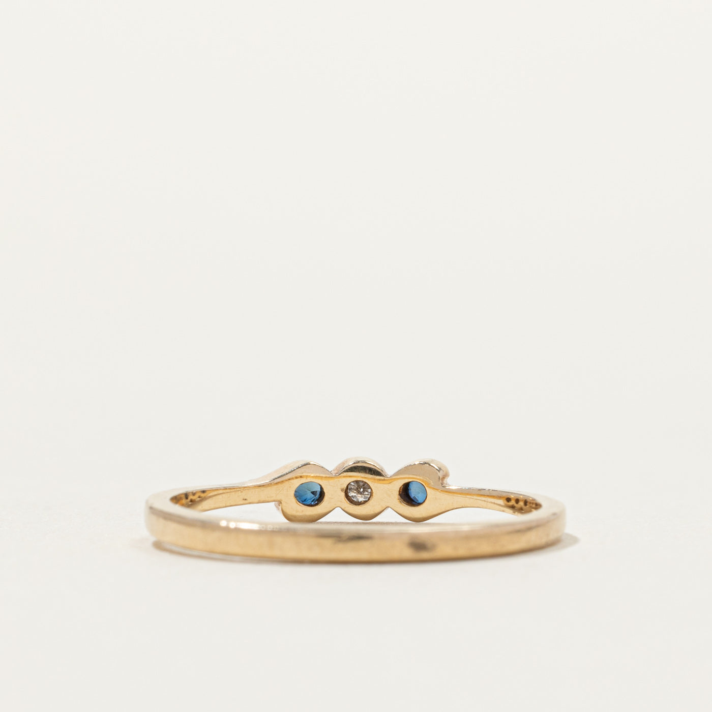 10k Three Stone Sapphire & Diamond Ring | 1.5mm | SZ 5.5