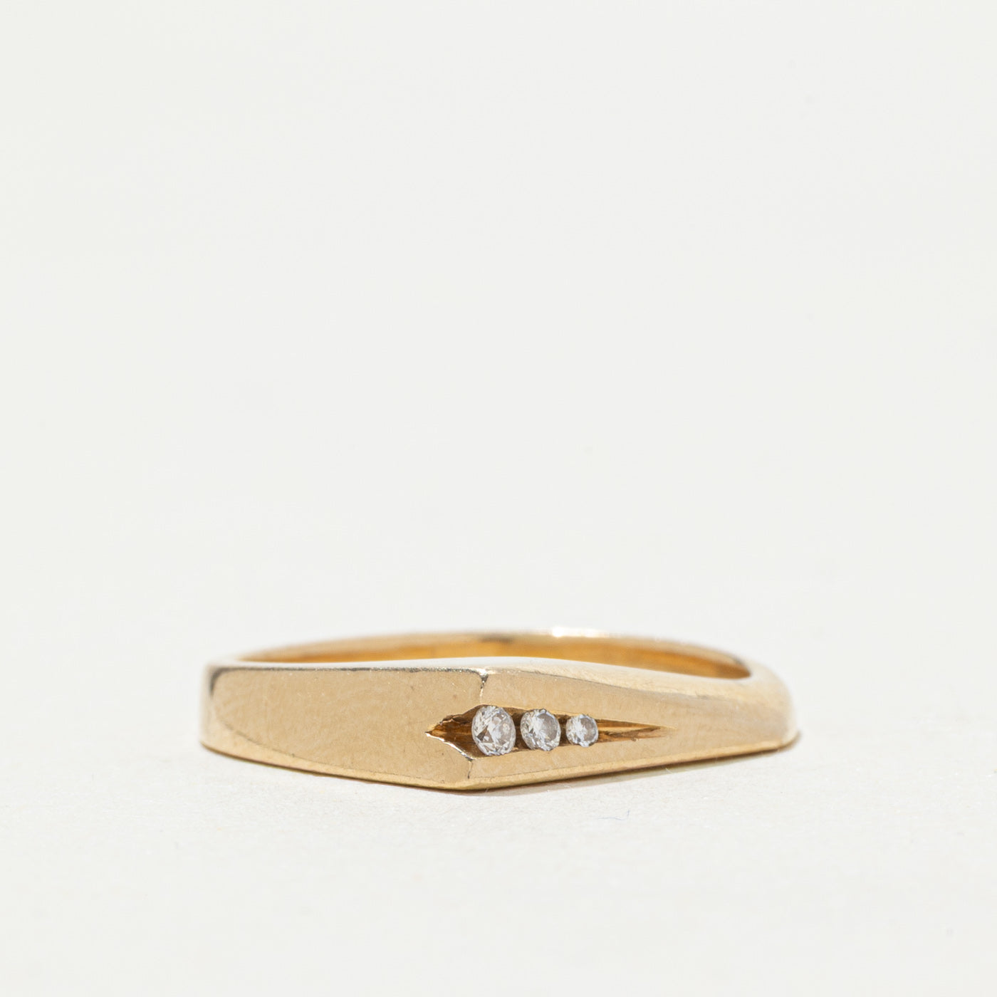 14k Channel Set Diamond Angled Ring | SZ 5.5