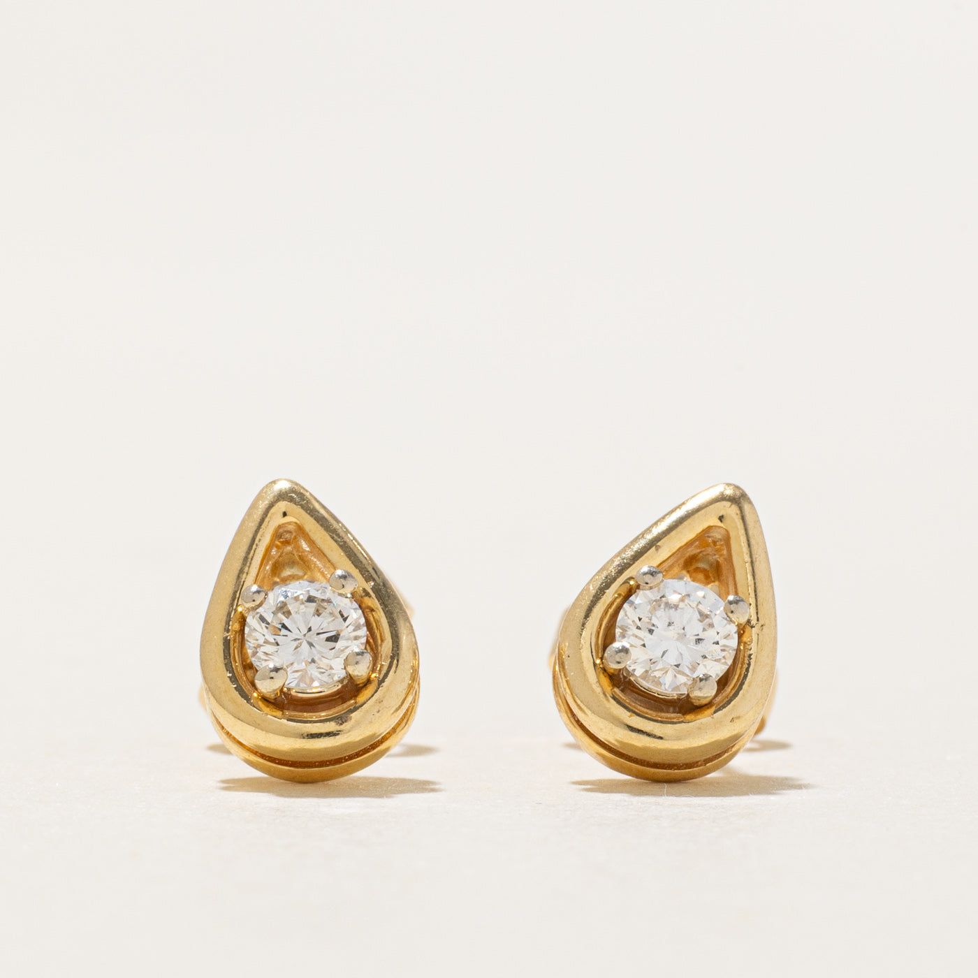 18k Diamond Teardrop Stud Earrings | 0.30ctw