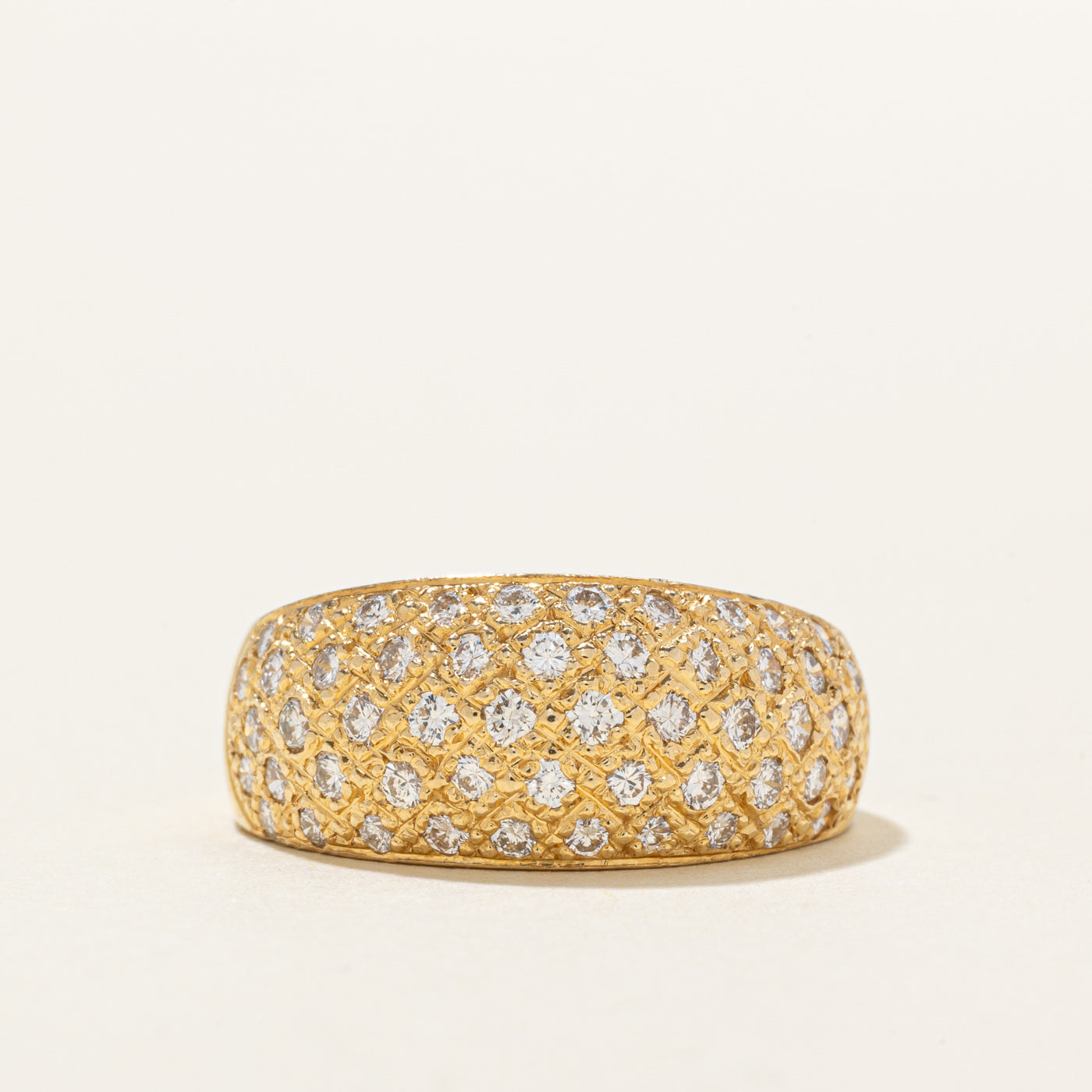 18K Diamond Textured Low Dome Ring | 0.55ctw | SZ 6.0