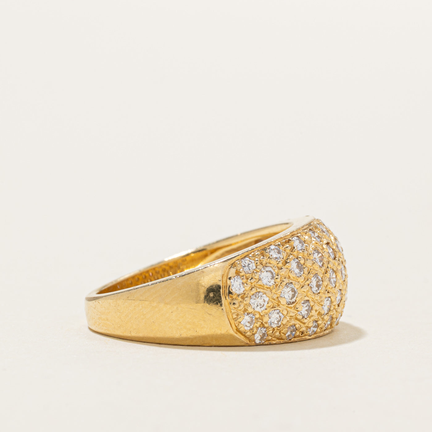 18K Diamond Textured Low Dome Ring | 0.55ctw | SZ 6.0