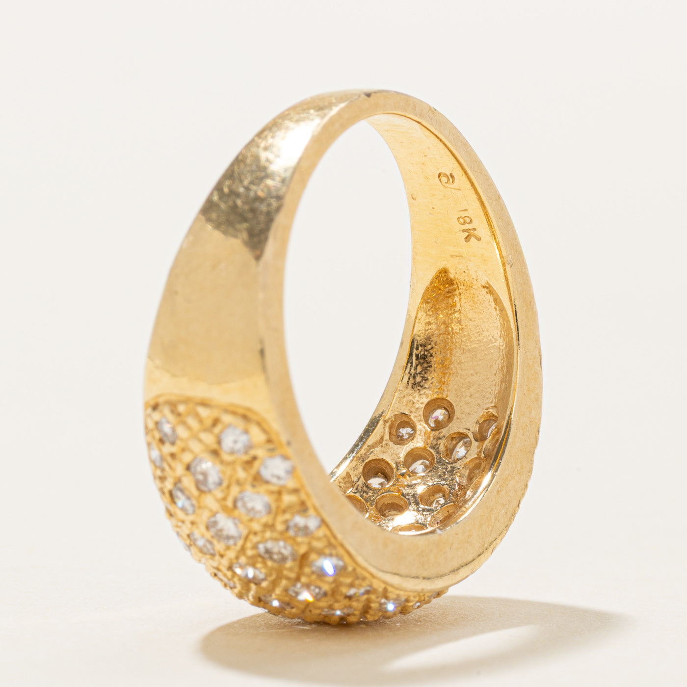18K Diamond Textured Low Dome Ring | 0.55ctw | SZ 6.0