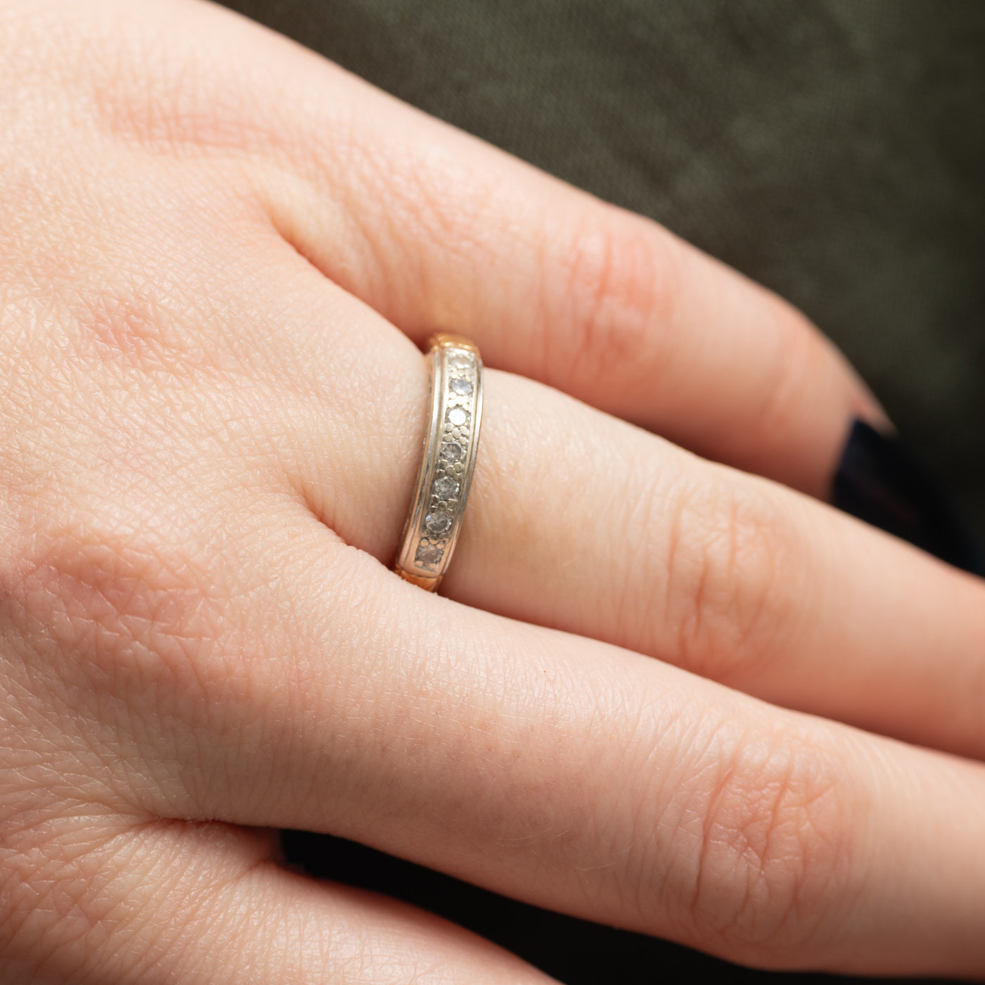 14K Seven Stone Diamond Engraved Band | 0.14ctw | SZ 4.75