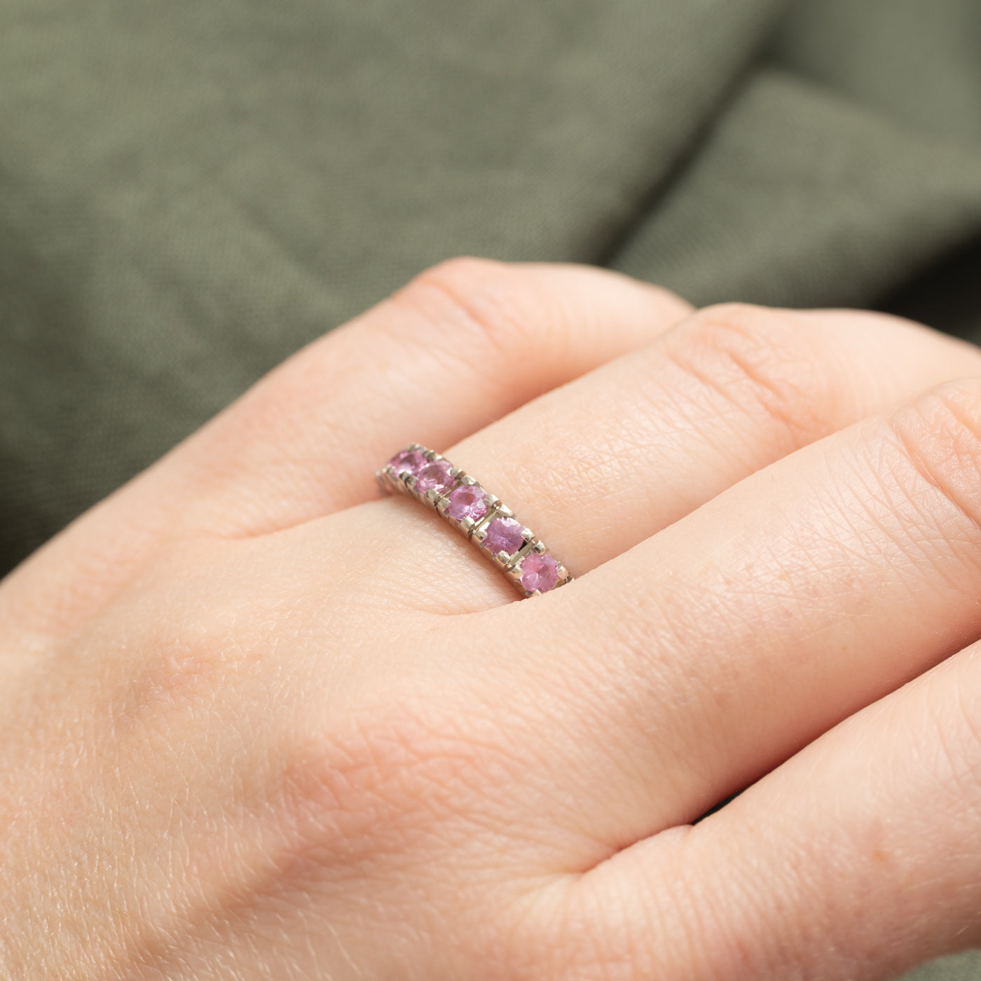 14K Eternity Pink Sapphire Band | 1.71ctw | 3.40mm | SZ 6.25