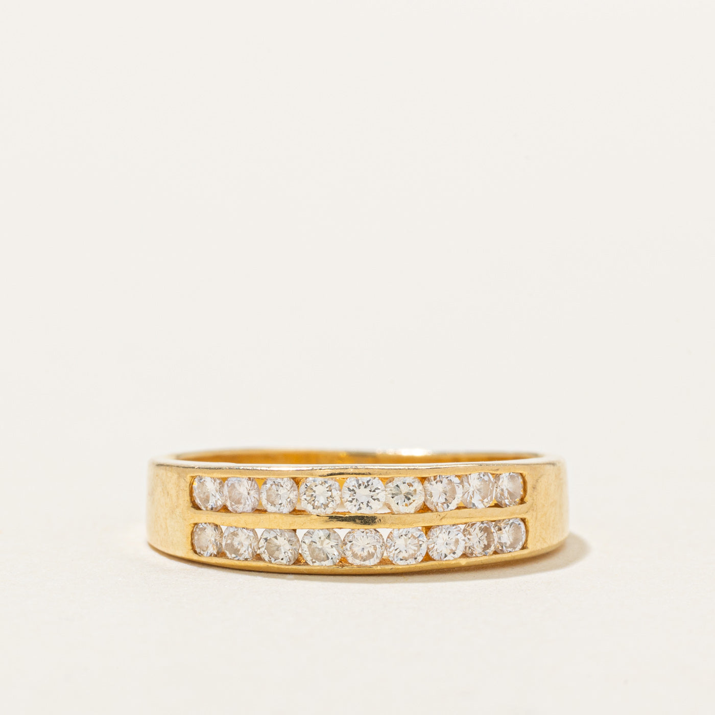 Bague double rangée de diamants 20 carats | 0,27 ct au total | Taille 5,5