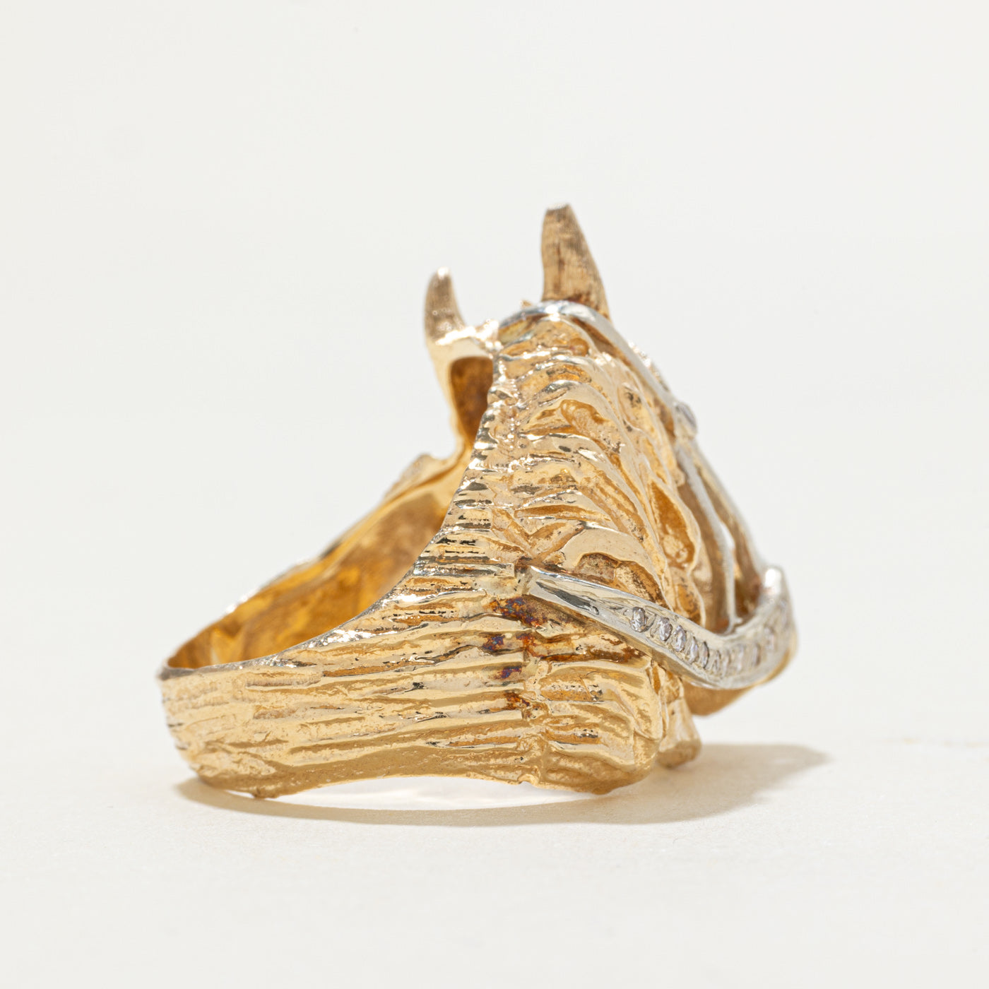 14k Diamond Accent Horse Head Ring | SZ 8.5
