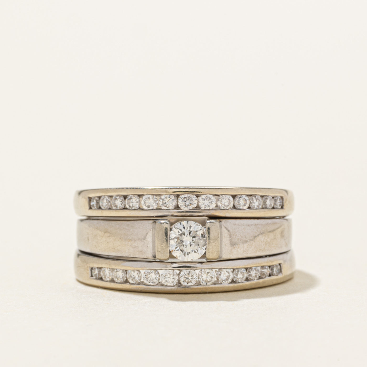 Bague en or blanc 18 carats sertie de diamants (0,38 ct au total) | Taille 4,0