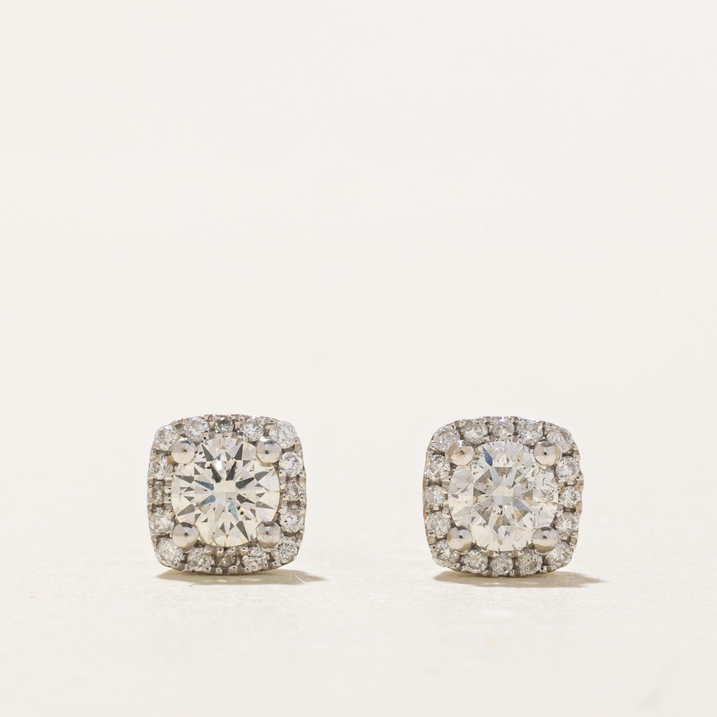 18k Diamond Halo Stud Earrings | 0.56ctw