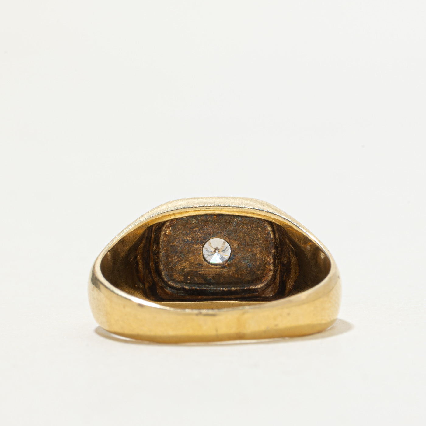 18k Flush Set Diamond Signet Ring | 0.15ctw | SZ 10.25