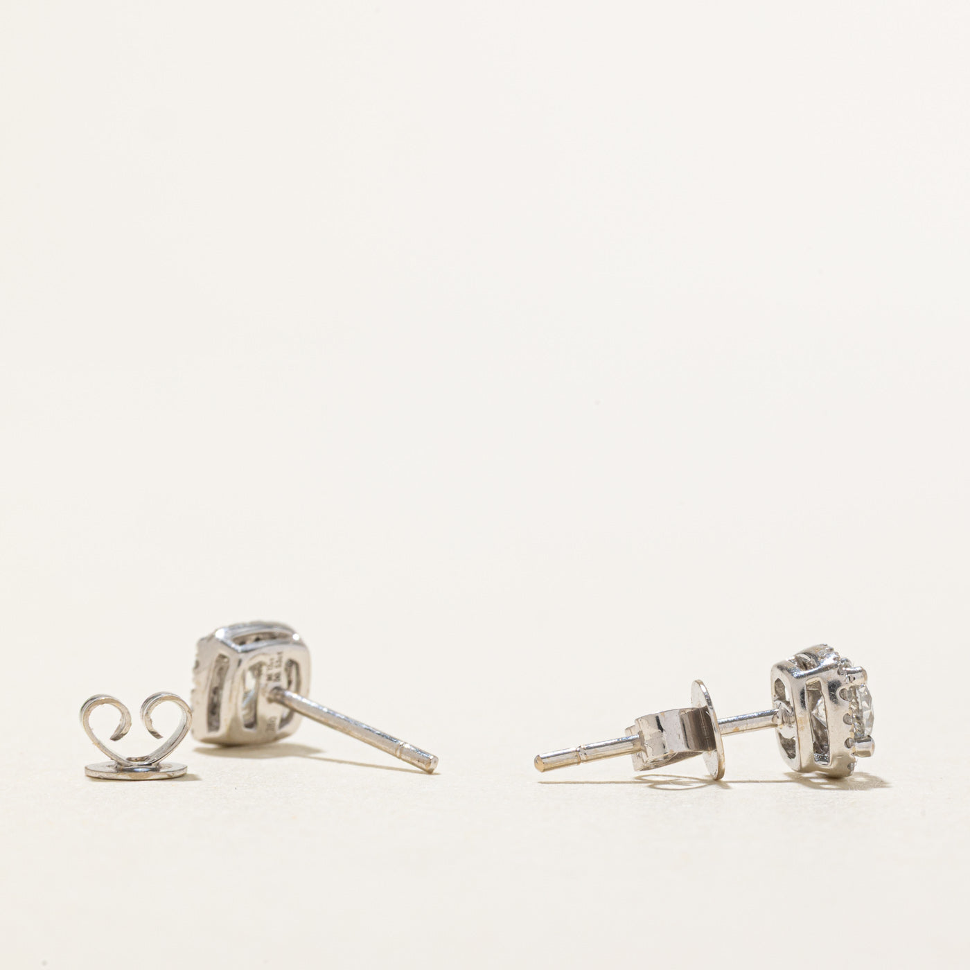 18k Diamond Halo Stud Earrings | 0.56ctw