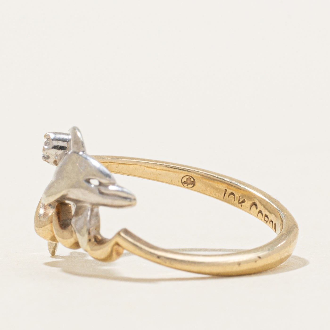 Canadian 10K Diamond Dolphin Wave Ring | SZ 4.75