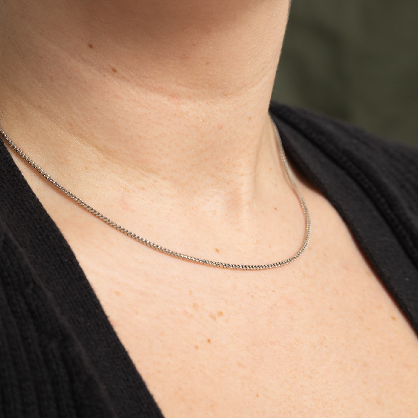 18k White Gold Foxtail Chain | 16"