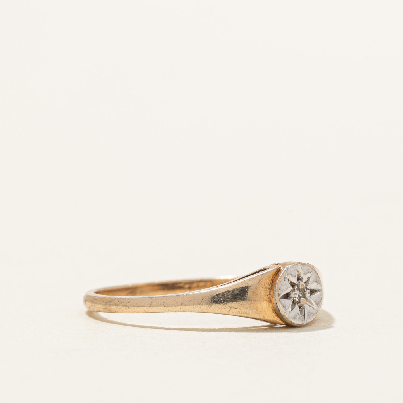 Bague chevalière sertie de 10 diamants | Taille 5,25