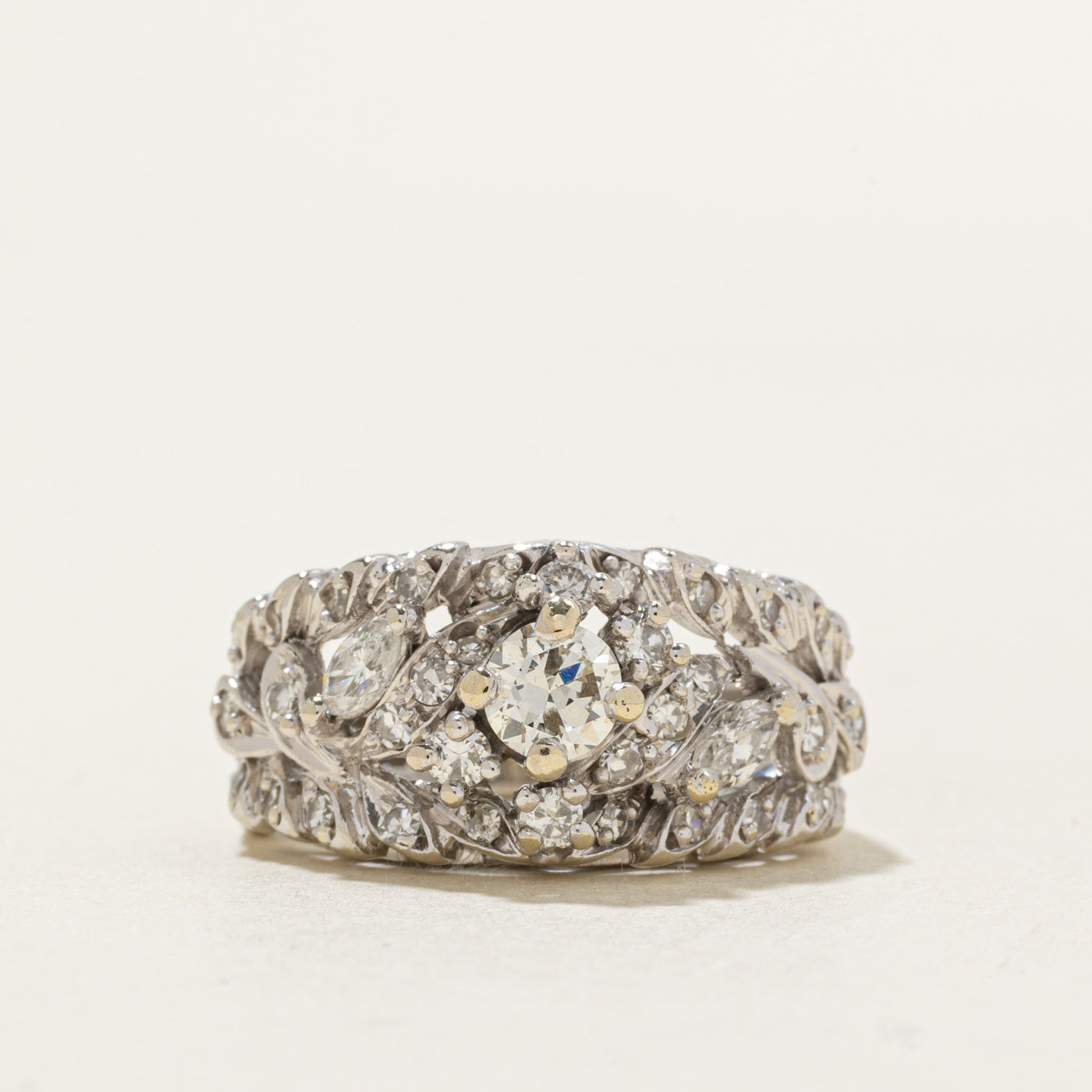 14k Diamond Accented Floral Design Ring | 0.67ctw | SZ 6.5