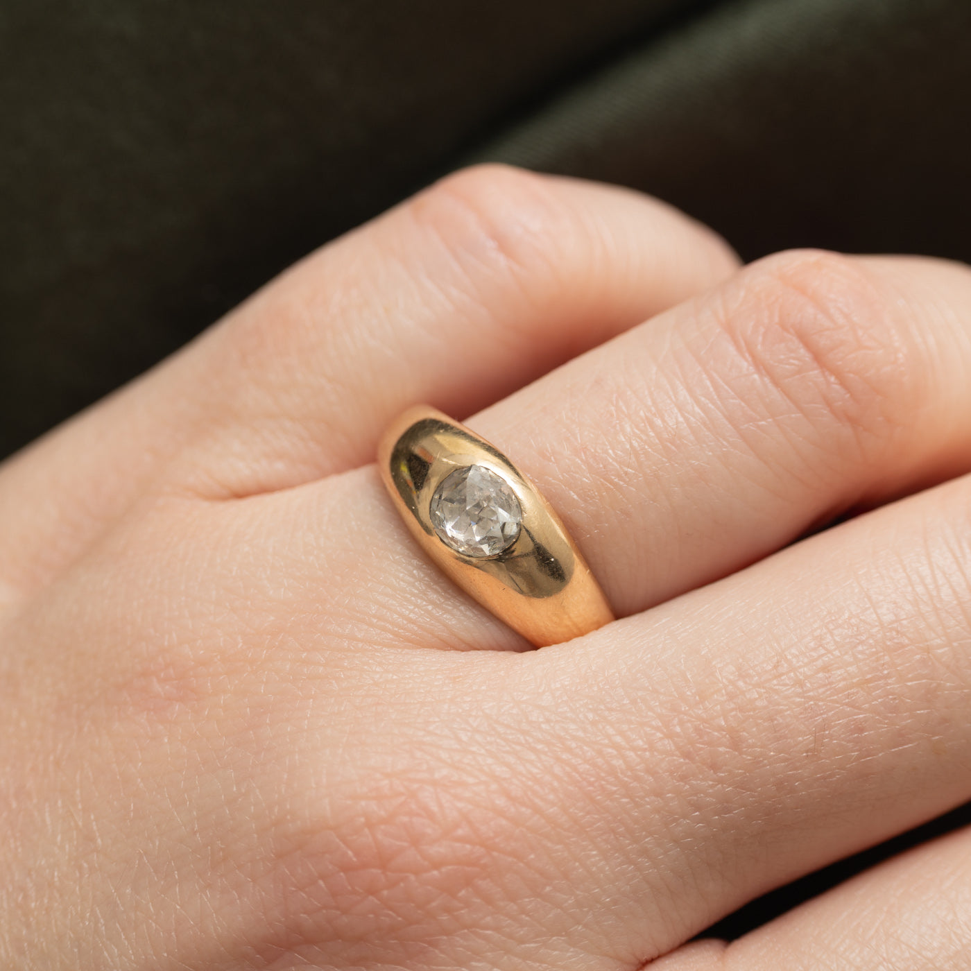 Antique Dutch 14k Rose Cut Diamond Ring | SZ 9.25