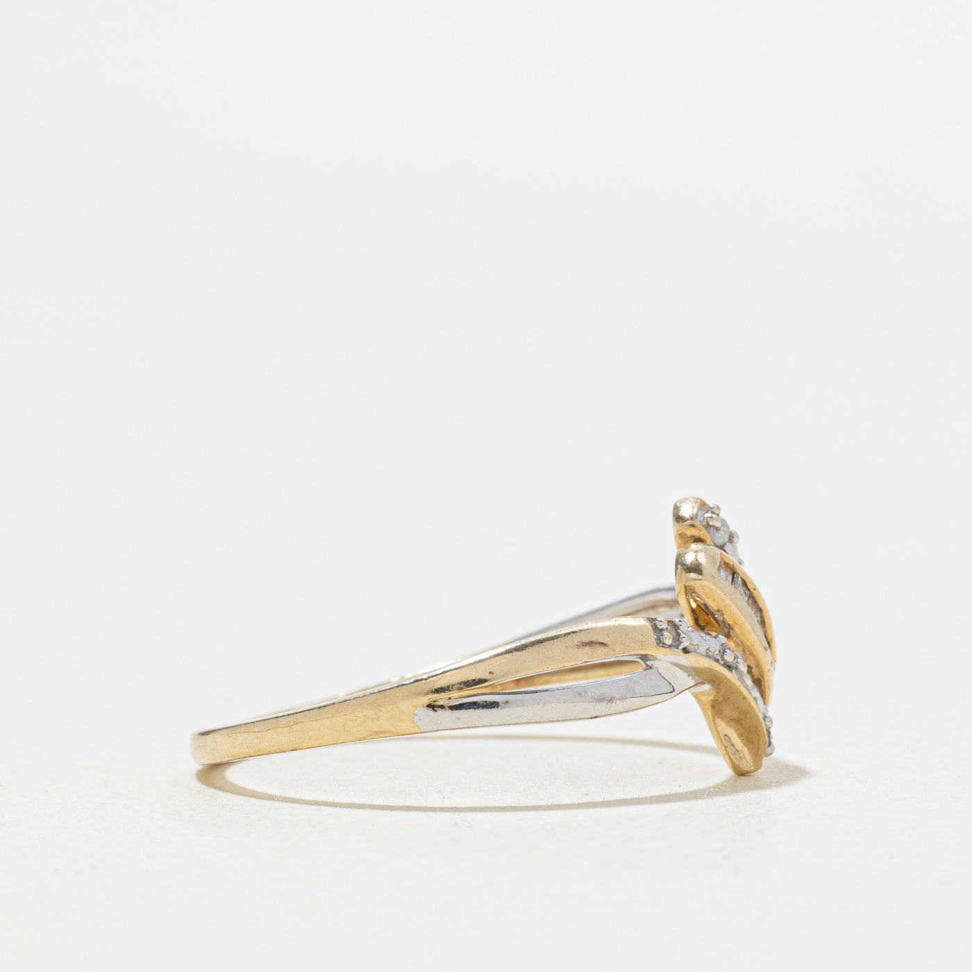 9k Baguette Cut Diamond Bypass Ring | SZ 7.75