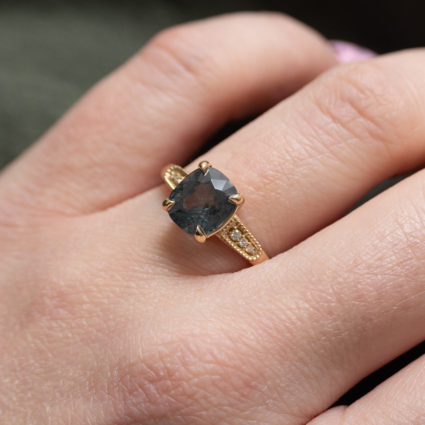 '100 Ways' 14k Yellow Gold Grey Spinel Accented Ring | 2.96ct, 0.05ctw | SZ 7