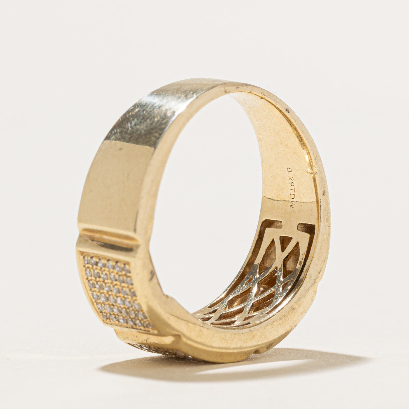 Bague triple grille en or 10 carats sertie de diamants | 6,80 ct au total | Taille 9,0