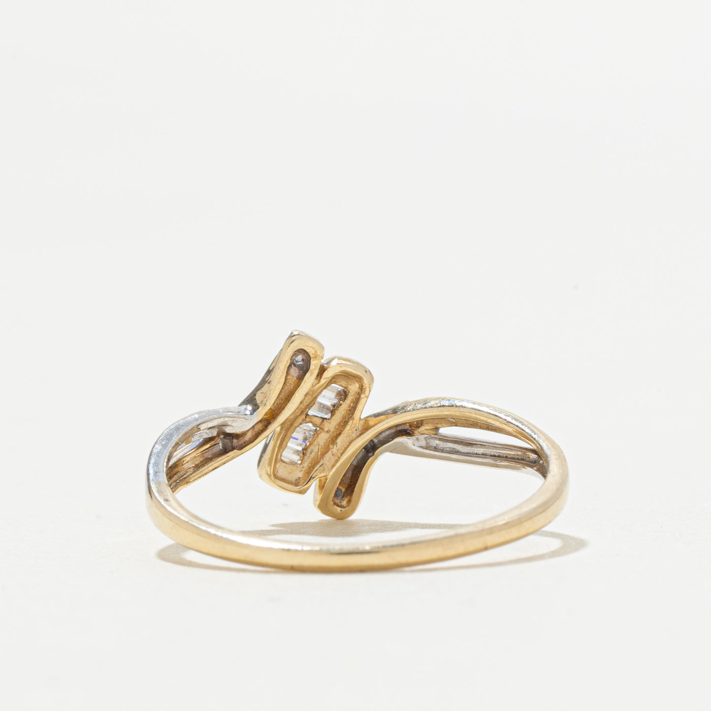 9k Baguette Cut Diamond Bypass Ring | SZ 7.75