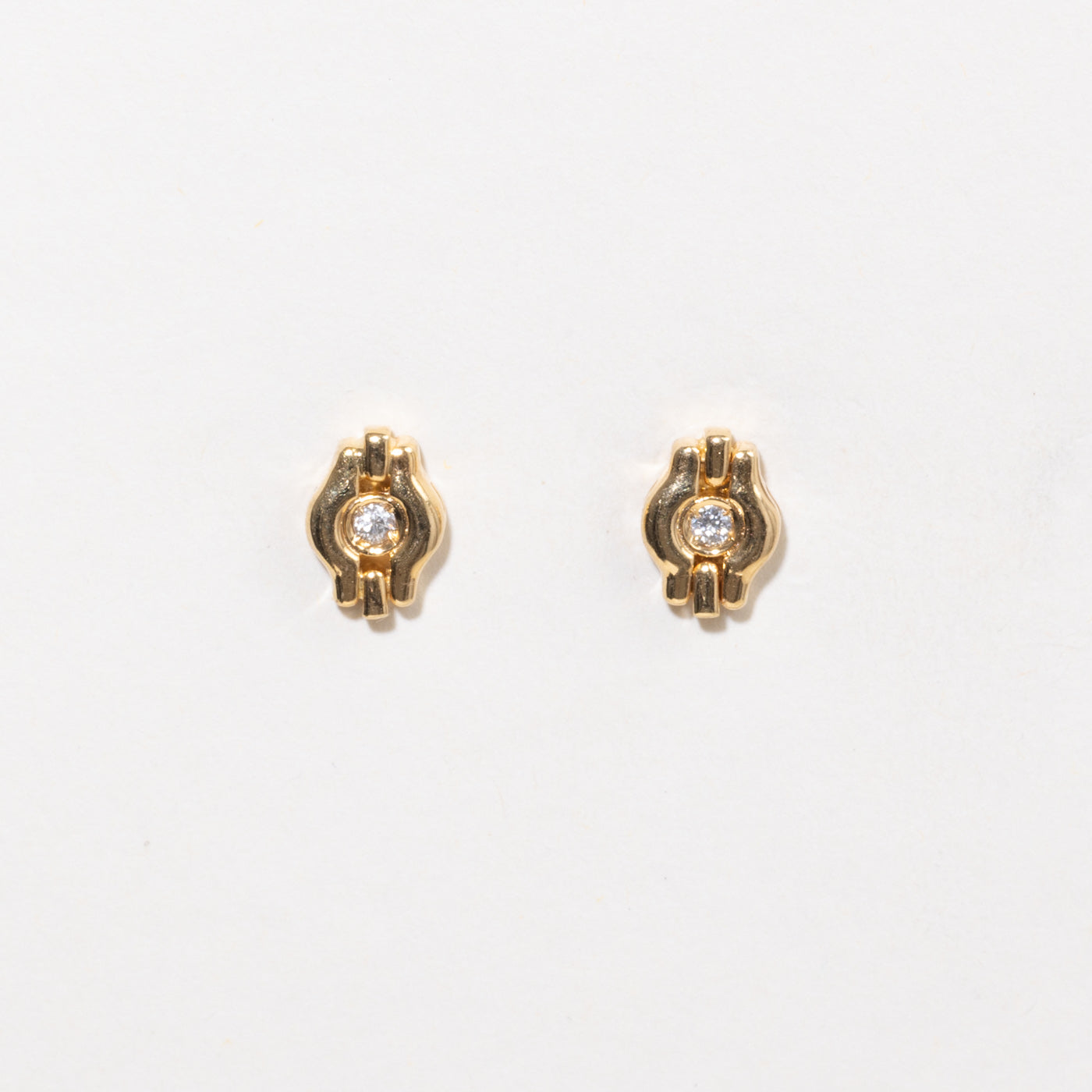 18k Diamond Geometric Stud Earrings | 0.06ctw