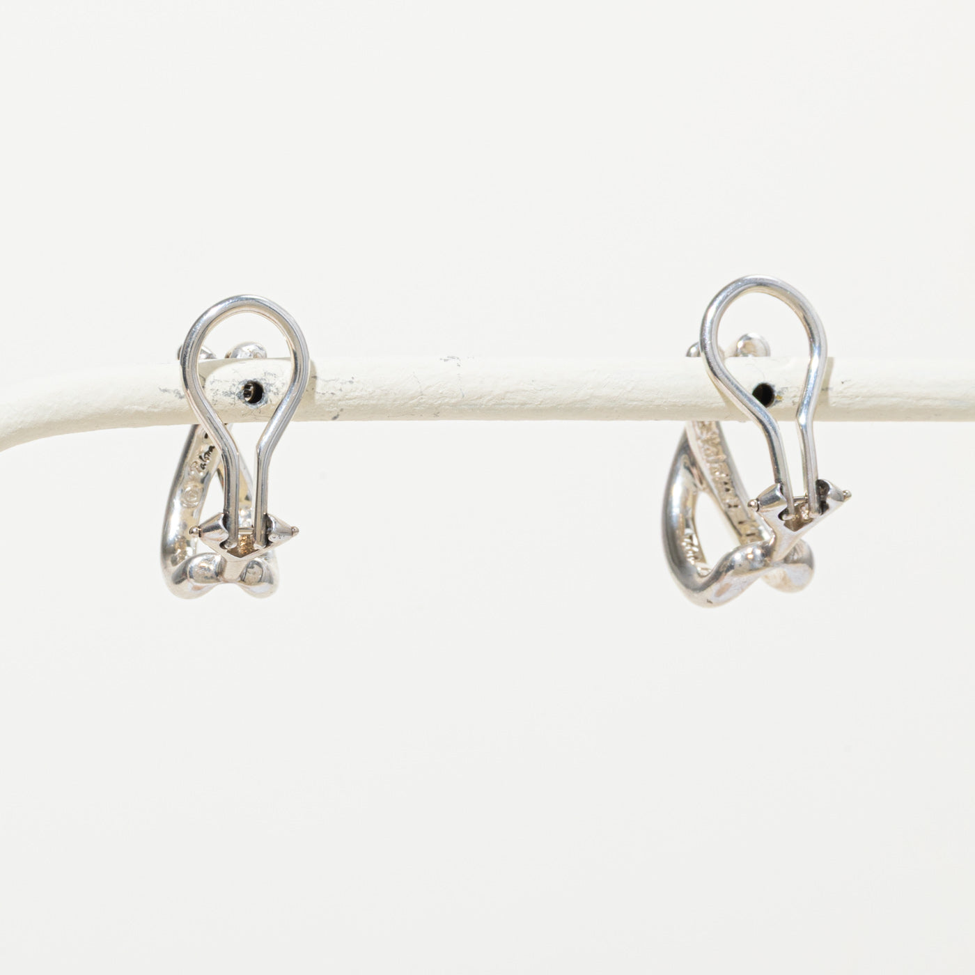 'Tiffany & Co.' Sterling Silver Cross Over Clip On Hoop Earrings