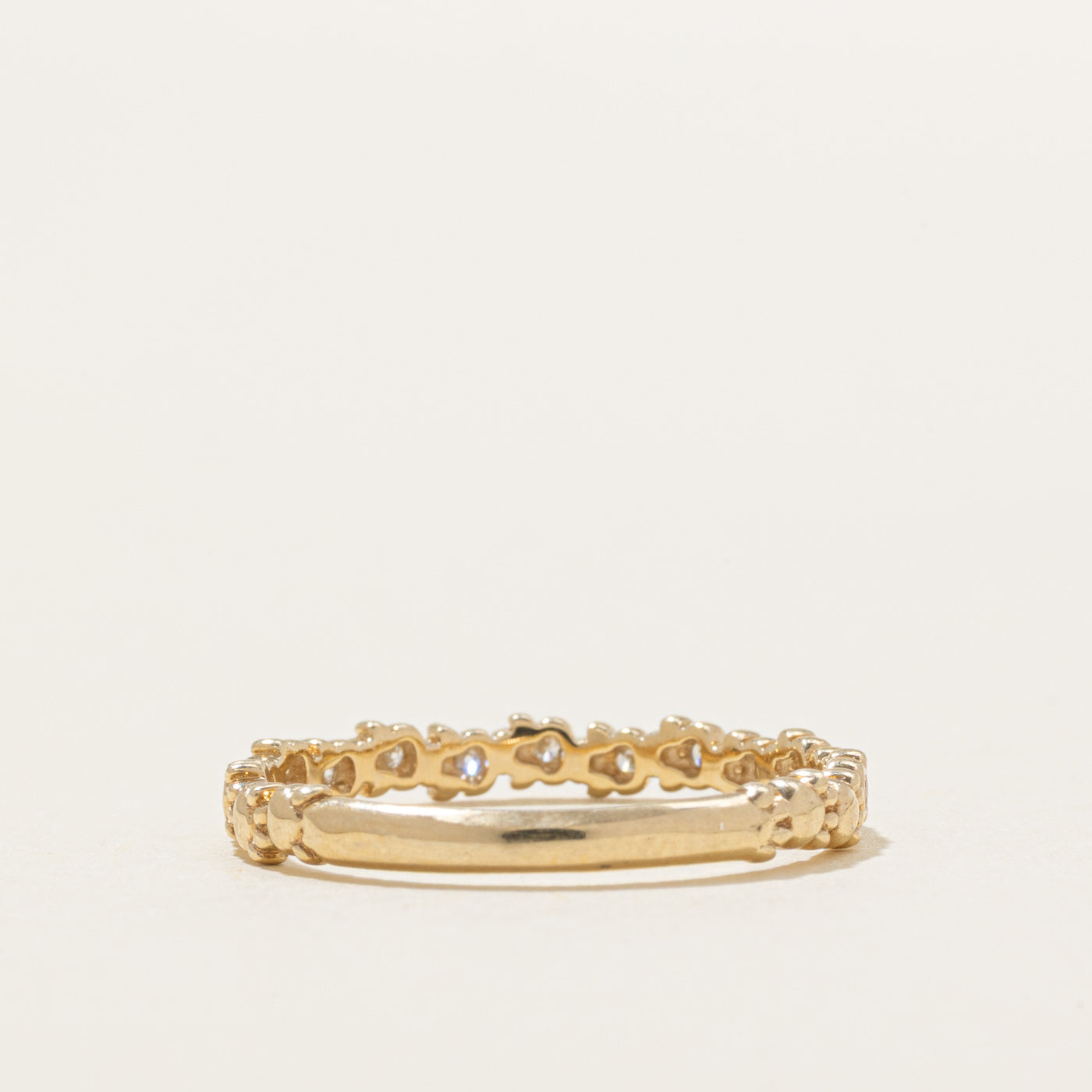 Canadian 10K Semi Eternity Diamond Textured Band | SZ 6.5