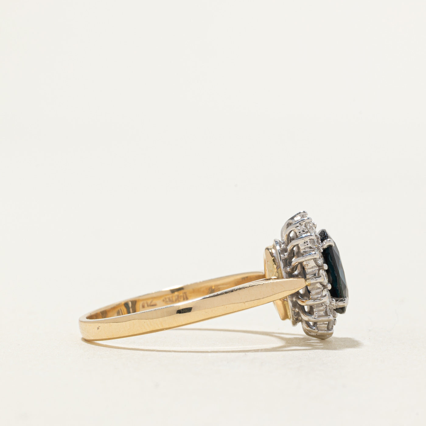 14k Sapphire & Diamond Petal Halo Ring | 1.43ct, 0.28ctw | SZ 7.25