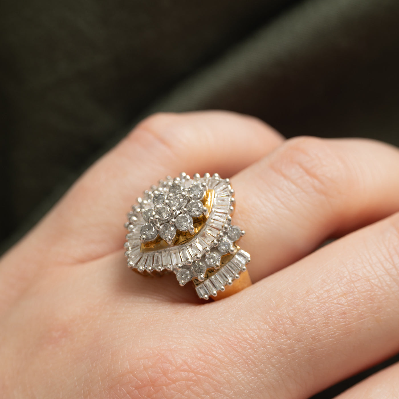 10k Diamond Marquise Cluster Cocktail Ring | 1.94ctw | SZ 7