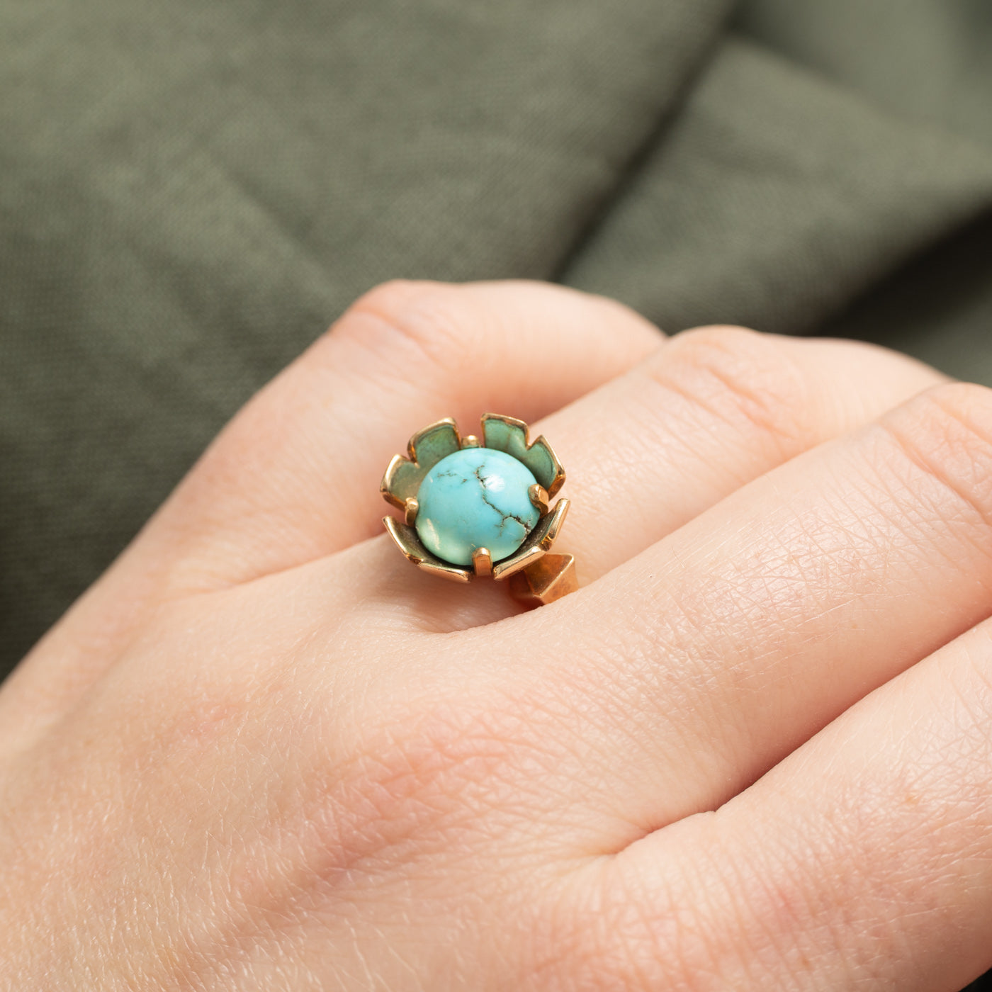 10K Howlite Floral Ring | 4.50ct | SZ 4.75