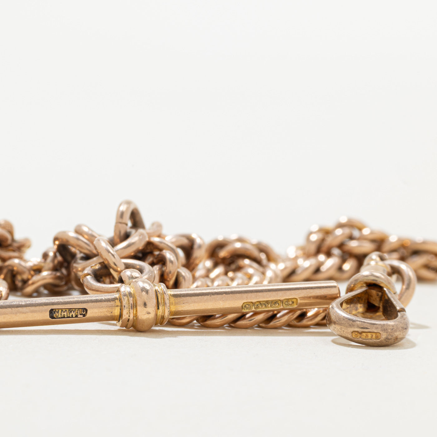 1930 Birmingham 9K Rose Gold T Bar Watch Chain | 4.60mm | 15" |