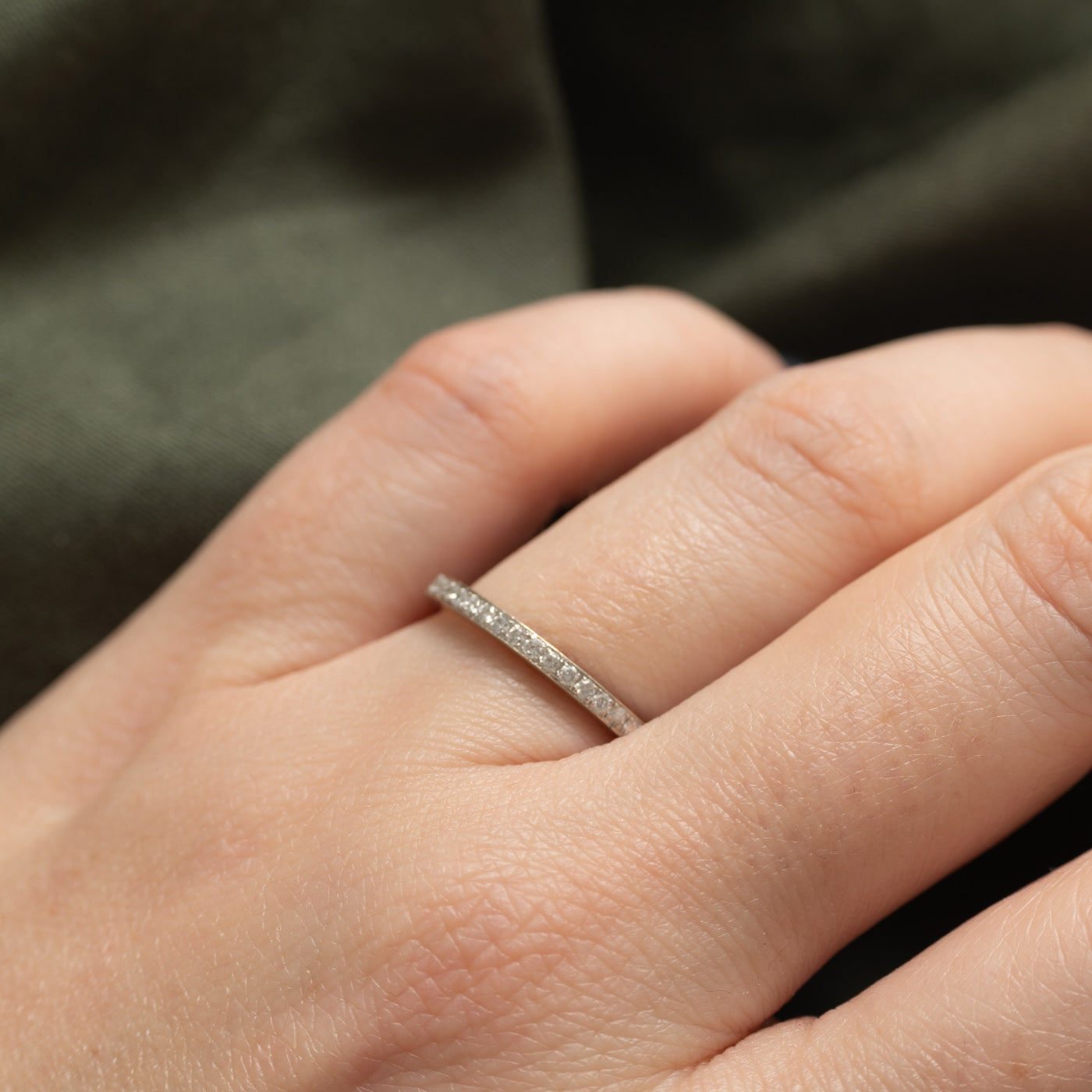 14K White Gold Semi Eternity Diamond Band | SZ 6.75